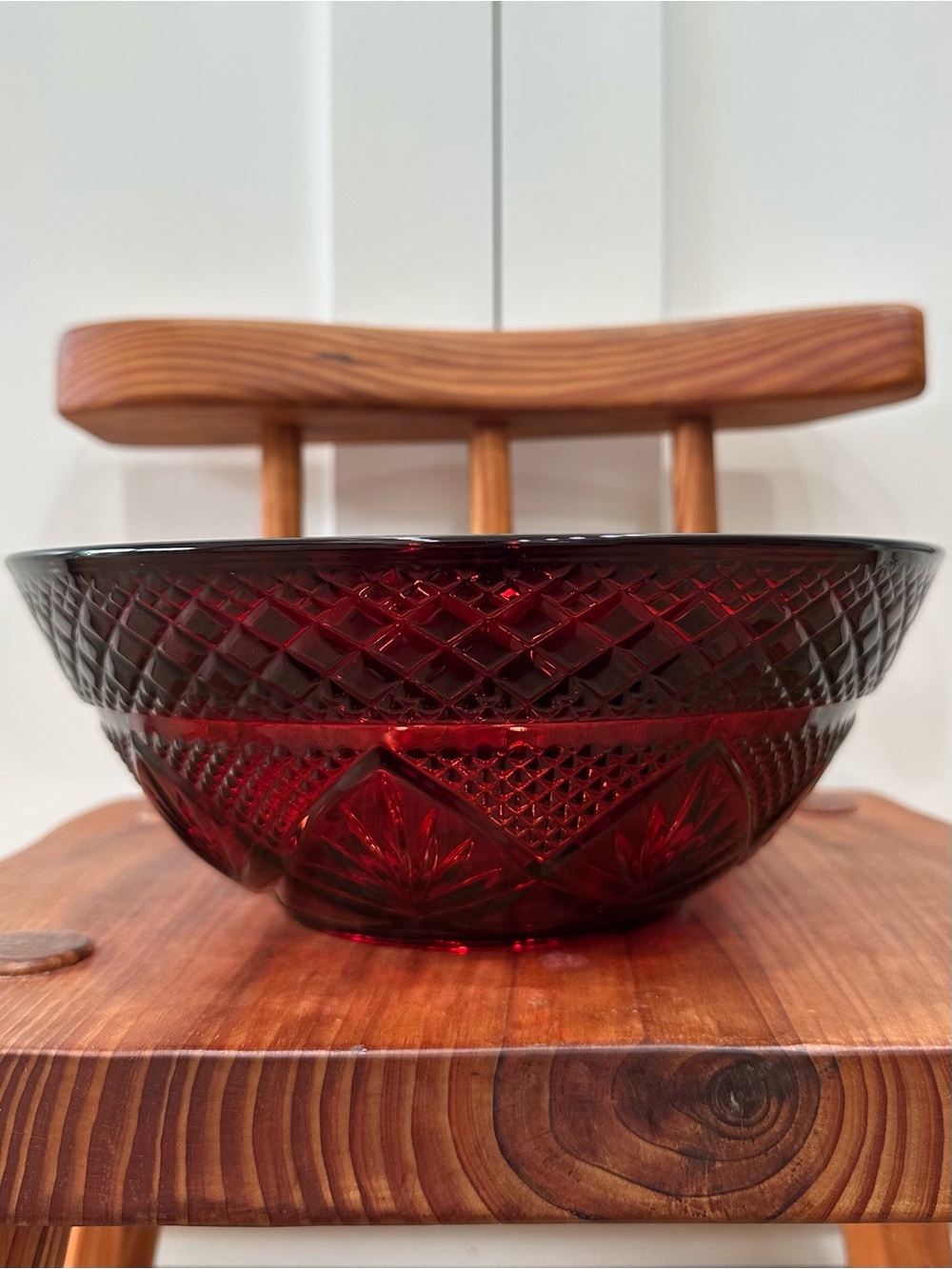 Cristal D'Arques-Durand Antique Ruby Salad Bowl Retro